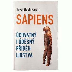 Přední obálka knihy Sapiens od Yuvala Noaha Harariho.